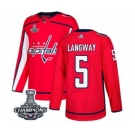 Men Adidas Washington Capitals #5 Rod Langway Premier Red Home 2018 Stanley Cup Final Champions NHL Jersey