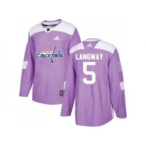 Men Adidas Washington Capitals #5 Rod Langway Purple Authentic Fights Cancer Stitched NHL Jersey
