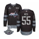 Men Adidas Washington Capitals #55 Aaron Ness Authentic Black 1917-2017 100th Anniversary 2018 Stanley Cup Final Champions NHL Jersey