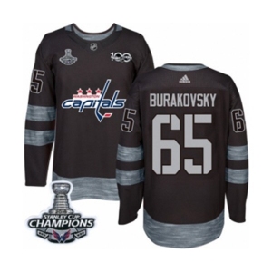 Men Adidas Washington Capitals #65 Andre Burakovsky Authentic Black 1917-2017 100th Anniversary 2018 Stanley Cup Final Champions NHL Jersey