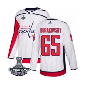 Men Adidas Washington Capitals #65 Andre Burakovsky Authentic White Away 2018 Stanley Cup Final Champions NHL Jersey