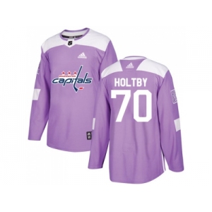 Men Adidas Washington Capitals #70 Braden Holtby Purple Authentic Fights Cancer Stitched NHL Jersey