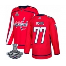 Men Adidas Washington Capitals #77 T.J. Oshie Authentic Red Home 2018 Stanley Cup Final Champions NHL Jersey