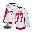 Men Adidas Washington Capitals #77 T.J. Oshie Authentic White Away 2018 Stanley Cup Final Champions NHL Jersey