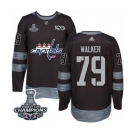 Men Adidas Washington Capitals #79 Nathan Walker Authentic Black 1917-2017 100th Anniversary 2018 Stanley Cup Final Champions NHL Jersey