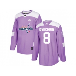 Men Adidas Washington Capitals #8 Alex Ovechkin Purple Authentic Fights Cancer Stitched NHL Jersey