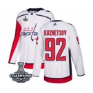 Men Adidas Washington Capitals #92 Evgeny Kuznetsov Authentic White Away 2018 Stanley Cup Final Champions NHL Jersey