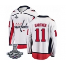 Men Washington Capitals #11 Mike Gartner Fanatics Branded White Away Breakaway 2018 Stanley Cup Final Champions NHL Jersey