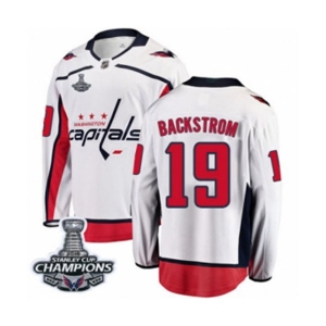 Men Washington Capitals #19 Nicklas Backstrom Fanatics Branded White Away Breakaway 2018 Stanley Cup Final Champions NHL Jersey