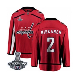 Men Washington Capitals #2 Matt Niskanen Fanatics Branded Red Home Breakaway 2018 Stanley Cup Final Champions NHL Jersey