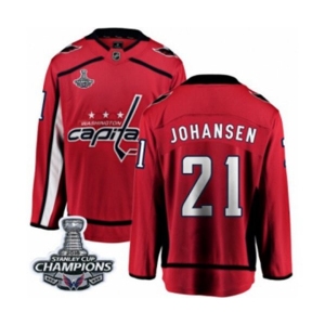 Men Washington Capitals #21 Lucas Johansen Fanatics Branded Red Home Breakaway 2018 Stanley Cup Final Champions NHL Jersey