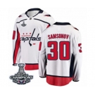 Men Washington Capitals #30 Ilya Samsonov Fanatics Branded White Away Breakaway 2018 Stanley Cup Final Champions NHL Jersey