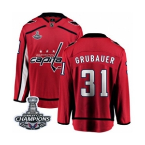 Men Washington Capitals #31 Philipp Grubauer Fanatics Branded Red Home Breakaway 2018 Stanley Cup Final Champions NHL Jersey