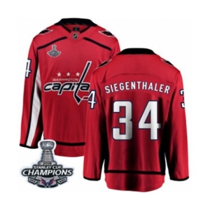 Men Washington Capitals #34 Jonas Siegenthaler Fanatics Branded Red Home Breakaway 2018 Stanley Cup Final Champions NHL Jersey