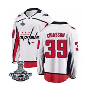 Men Washington Capitals #39 Alex Chiasson Fanatics Branded White Away Breakaway 2018 Stanley Cup Final Champions NHL Jersey