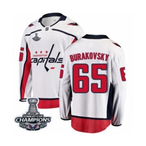 Men Washington Capitals #65 Andre Burakovsky Fanatics Branded White Away Breakaway 2018 Stanley Cup Final Champions NHL Jersey