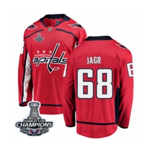 Men Washington Capitals #68 Jaromir Jagr Fanatics Branded Red Home Breakaway 2018 Stanley Cup Final Champions NHL Jersey