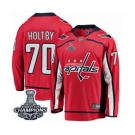 Men Washington Capitals #70 Braden Holtby Fanatics Branded Red Home Breakaway 2018 Stanley Cup Final Champions NHL Jersey