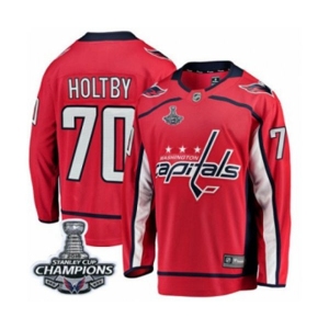 Men Washington Capitals #70 Braden Holtby Fanatics Branded Red Home Breakaway 2018 Stanley Cup Final Champions NHL Jersey
