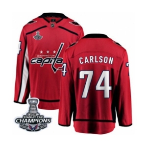 Men Washington Capitals #74 John Carlson Fanatics Branded Red Home Breakaway 2018 Stanley Cup Final Champions NHL Jersey