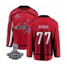 Men Washington Capitals #77 T.J. Oshie Fanatics Branded Red Home Breakaway 2018 Stanley Cup Final Champions NHL Jersey