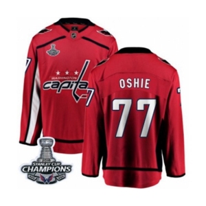 Men Washington Capitals #77 T.J. Oshie Fanatics Branded Red Home Breakaway 2018 Stanley Cup Final Champions NHL Jersey