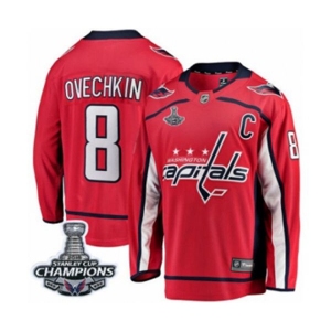 Men Washington Capitals #8 Alex Ovechkin Fanatics Branded Red Home Breakaway 2018 Stanley Cup Final Champions NHL Jersey