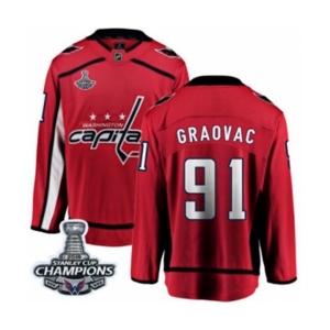 Men Washington Capitals #91 Tyler Graovac Fanatics Branded Red Home Breakaway 2018 Stanley Cup Final Champions NHL Jersey