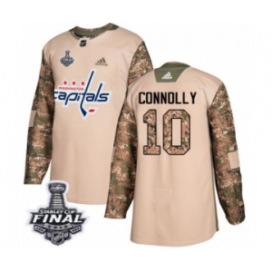 Men's Adidas Washington Capitals #10 Brett Connolly Authentic Camo Veterans Day Practice 2018 Stanley Cup Final NHL Jersey