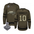 Men's Adidas Washington Capitals #10 Brett Connolly Authentic Green Salute to Service 2018 Stanley Cup Final NHL Jersey