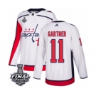 Men's Adidas Washington Capitals #11 Mike Gartner Authentic White Away 2018 Stanley Cup Final NHL Jersey