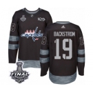 Men's Adidas Washington Capitals #19 Nicklas Backstrom Authentic Black 1917-2017 100th Anniversary 2018 Stanley Cup Final NHL Jersey