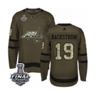 Men's Adidas Washington Capitals #19 Nicklas Backstrom Authentic Green Salute to Service 2018 Stanley Cup Final NHL Jersey