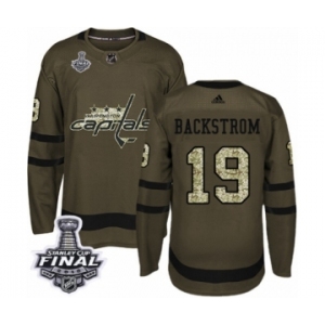 Men's Adidas Washington Capitals #19 Nicklas Backstrom Authentic Green Salute to Service 2018 Stanley Cup Final NHL Jersey