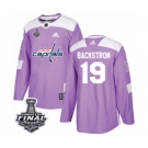 Men's Adidas Washington Capitals #19 Nicklas Backstrom Authentic Purple Fights Cancer Practice 2018 Stanley Cup Final NHL Jersey