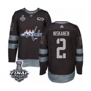 Men's Adidas Washington Capitals #2 Matt Niskanen Authentic Black 1917-2017 100th Anniversary 2018 Stanley Cup Final NHL Jersey