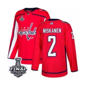 Men's Adidas Washington Capitals #2 Matt Niskanen Authentic Red Home 2018 Stanley Cup Final NHL Jersey