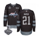 Men's Adidas Washington Capitals #21 Dennis Maruk Authentic Black 1917-2017 100th Anniversary 2018 Stanley Cup Final NHL Jersey