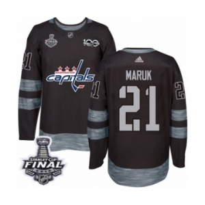 Men's Adidas Washington Capitals #21 Dennis Maruk Authentic Black 1917-2017 100th Anniversary 2018 Stanley Cup Final NHL Jersey