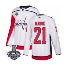 Men's Adidas Washington Capitals #21 Dennis Maruk Authentic White Away 2018 Stanley Cup Final NHL Jersey