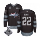 Men's Adidas Washington Capitals #22 Madison Bowey Authentic Black 1917-2017 100th Anniversary 2018 Stanley Cup Final NHL Jersey