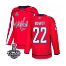 Men's Adidas Washington Capitals #22 Madison Bowey Authentic Red Home 2018 Stanley Cup Final NHL Jersey