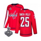 Men's Adidas Washington Capitals #25 Devante Smith-Pelly Authentic Red Home 2018 Stanley Cup Final NHL Jersey