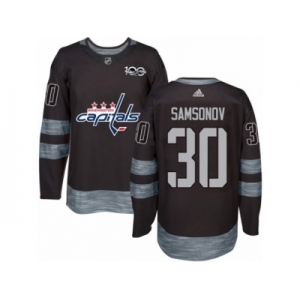 Men's Adidas Washington Capitals #30 Ilya Samsonov Authentic Black 1917-2017 100th Anniversary NHL Jersey