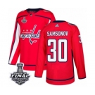 Men's Adidas Washington Capitals #30 Ilya Samsonov Premier Red Home 2018 Stanley Cup Final NHL Jersey