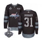 Men's Adidas Washington Capitals #31 Philipp Grubauer Authentic Black 1917-2017 100th Anniversary 2018 Stanley Cup Final NHL Jersey