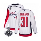 Men's Adidas Washington Capitals #31 Philipp Grubauer Authentic White Away 2018 Stanley Cup Final NHL Jersey