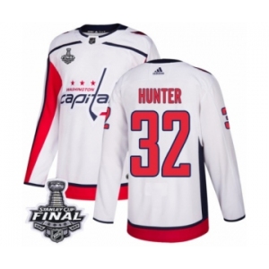 Men's Adidas Washington Capitals #32 Dale Hunter Authentic White Away 2018 Stanley Cup Final NHL Jersey