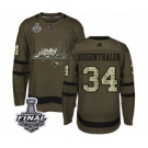 Men's Adidas Washington Capitals #34 Jonas Siegenthaler Authentic Green Salute to Service 2018 Stanley Cup Final NHL Jersey