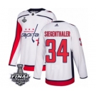 Men's Adidas Washington Capitals #34 Jonas Siegenthaler Authentic White Away 2018 Stanley Cup Final NHL Jersey